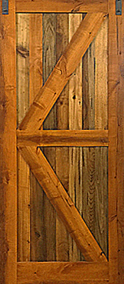 Knotty Alder - Barn Door - Mixed hardwood panels - Finished